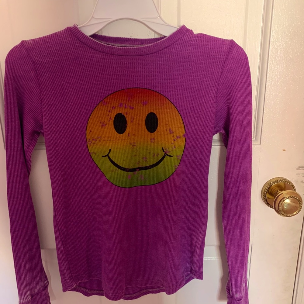 Long sleeve rainbow smiley face shirt